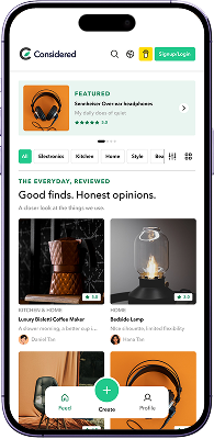 Considered mobile product review interface